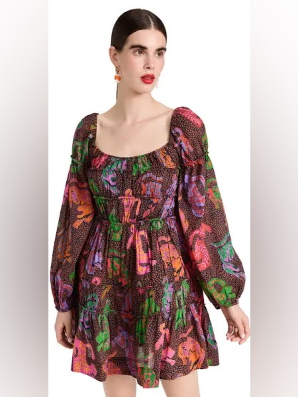 Farm Rio Wild Leopards Black Mini Dress